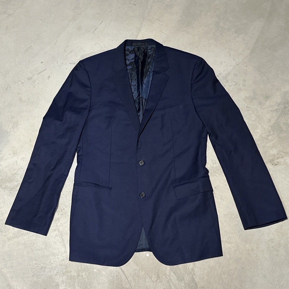 Hugo Boss Super 100s Blazer REDA Navy Blue 2-Button Jacket Wool SZ 42 L Men's